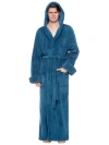Arus Hooded Long Fleece Robe In Blue