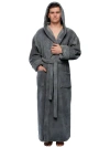 Arus Hooded Long Fleece Robe In Gray