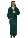 Arus Hooded Long Fleece Robe In Green