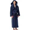 Arus Monk Style Full Length Long Terry Cotton Bathrobe In Blue
