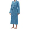 Arus Shawl Collar Turkish Terry Cotton Bathrobe For Women In Blue