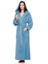 Arus Womens Gots Certified Oganic Cotton Long Hooded Robe In Blue