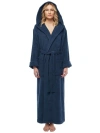 Arus Womens Gots Certified Oganic Cotton Long Hooded Robe In Blue