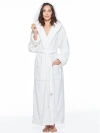Arus Womens Gots Certified Oganic Cotton Long Hooded Robe In White