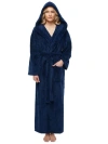 Arus Womens Long Fleece Robe With Hood In Blue