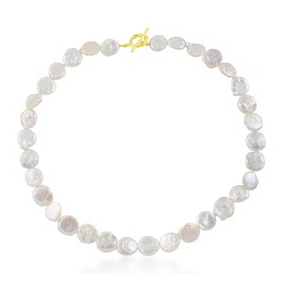 Arvino Women's Baroque Pearl Disc Necklace-gold Vermeil In Gray