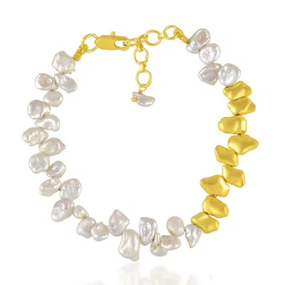 Arvino Women's Baroque Pearl Melted Bracelet- Sterling Silver In Gold