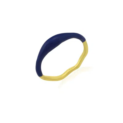 Arvino Women's Blue Enamel Molten Ring - Gold Vermeil
