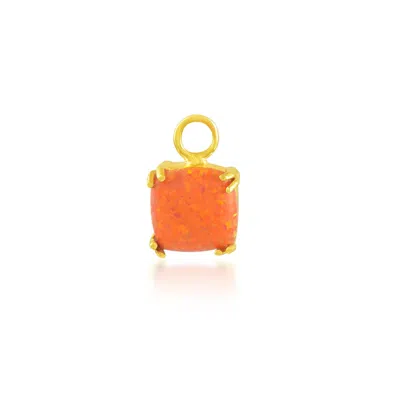 Arvino Women's Cushion Orange Opal Earring Charm Gold Vermeil