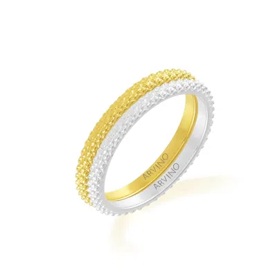 Arvino Women's Gold / Silver Thin Textured Band Ring Water Proof & Allergy Proof