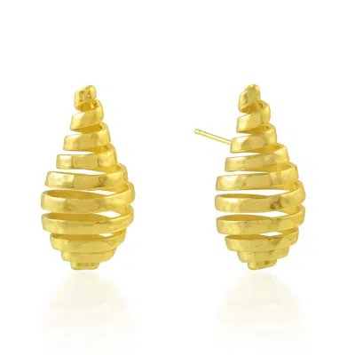 Arvino Women's Gold Spiral Drop Earrings Water Resistance Premium Plating