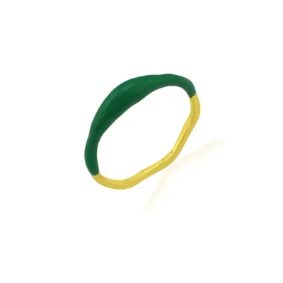 Arvino Women's Green Enamel Molten Ring Gold Vermeil
