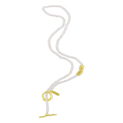 Arvino Women's Keshi Pearl Beaded Necklace Gold Vermeil In White