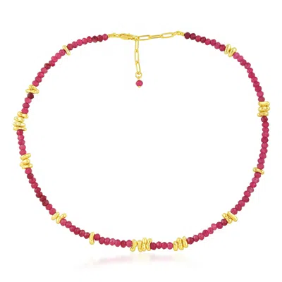 Arvino Women's Pink Tourmaline Beaded Necklace- Gold In Red