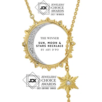 Ary D'po Women's Gold / Silver Sun, Moon & Stars Lariat Drop Necklace Gold Over St. Silver In Multi
