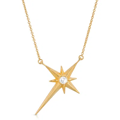 Ary D'po Women's Shiny Star Polaris Necklace Gold Over Sterling Silver