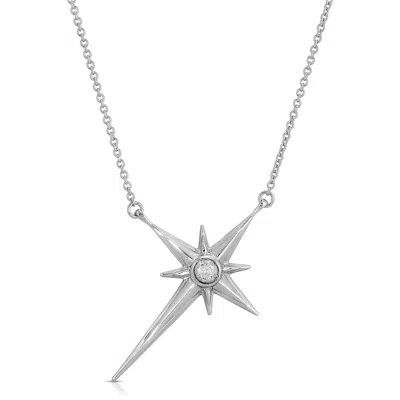 Ary D'po Women's Shiny Star Polaris Necklace Rhodium Over Sterling Silver