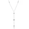 Ary D'po Women's Shiny Stars Drop Y Necklace Rhodium Over St. Silver In Silver