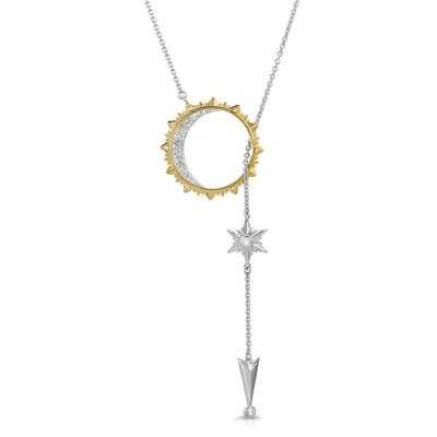 Ary D'po Women's Silver / Gold Sun, Moon & Stars Lariat Drop Necklace Rhodium Over St. Silver In Multi