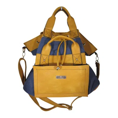 Aryana Adi-11-bl Blue Yellow Double Adjustable Strap Zip Closure Womens Tote Bag