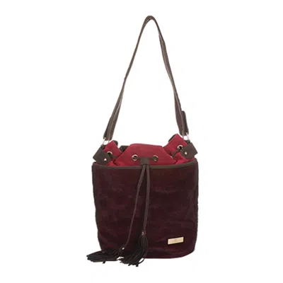 Aryana Adi-12-red Chic Oxblood Drawstring Bucket Style Zip Closure Womens Handbag