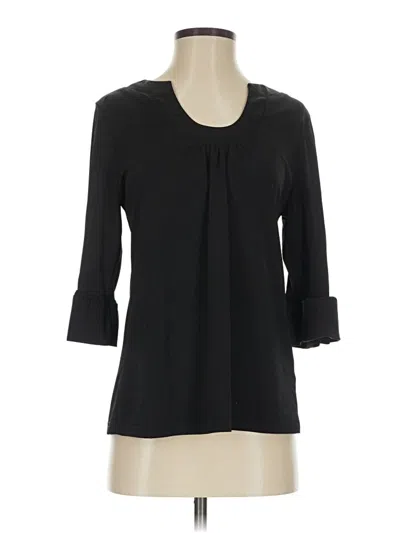 Pre-owned Aryeh 3/4 Sleeve Top Black Keyhole Neckline Tops
