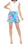 Aryeh Hibiscus Side Slit Skort In Blue