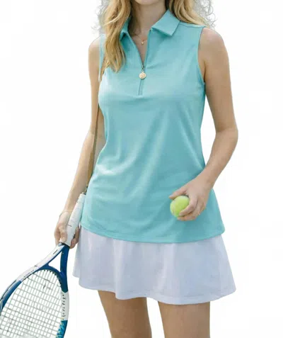 Aryeh Laurie Half Zip Sleeveless Top In Mint In Blue