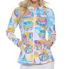 Aryeh Marcia Ruffle Neck Umbrella Print Zip Jacket In Multi/purple/blue In Multi