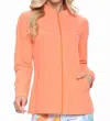 Aryeh Marcia Ruffle Neck Zip Light Jacket In Coral In Orange