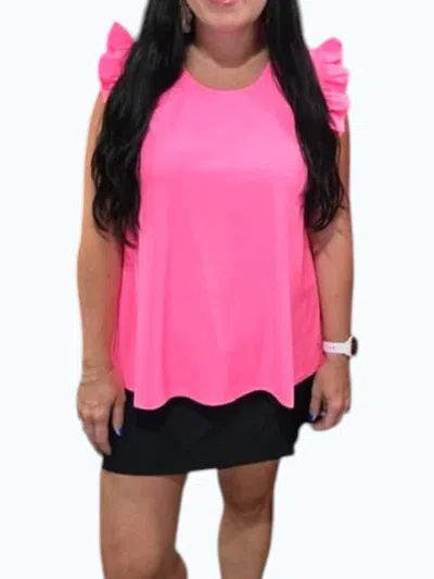 Aryeh Ruffle Cap Sleeve Swing Top In Bubblegum In Pink