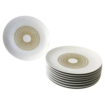 Pre-owned Arzbeg Porcelain French Jean Luce Porcelain Dinner Plates, Midcentury Modernism, Set Of 10 In Gray