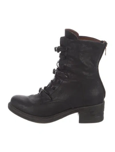 Pre-owned A.s. 98 Leather Combat Boots In Black