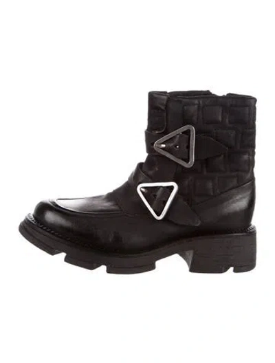 Pre-owned A.s. 98 Leather Combat Boots In Black
