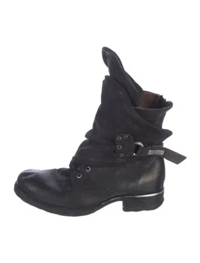 Pre-owned A.s. 98 Leather Combat Boots In Black