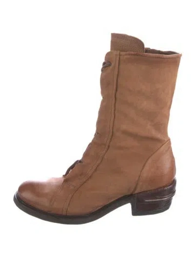 Pre-owned A.s. 98 Leather Combat Boots In Brown