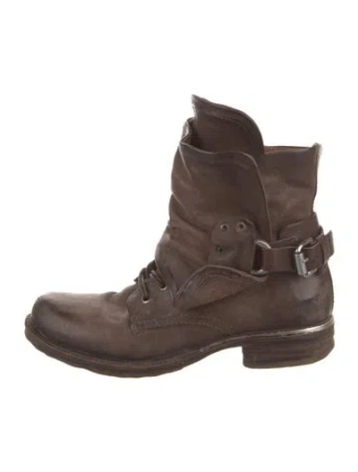 Pre-owned A.s. 98 Leather Combat Boots In Brown