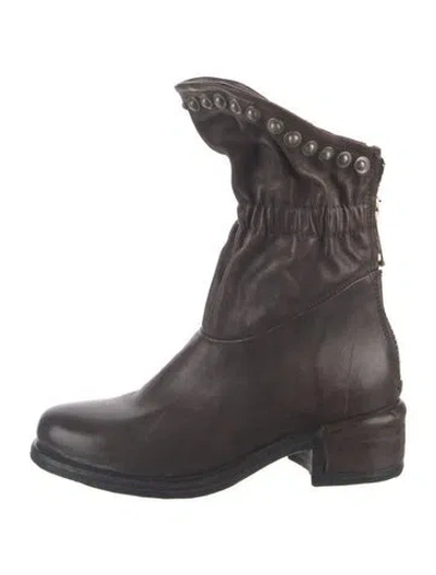 Pre-owned A.s. 98 Leather Combat Boots In Brown