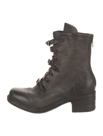 Pre-owned A.s. 98 Leather Combat Boots In Gray