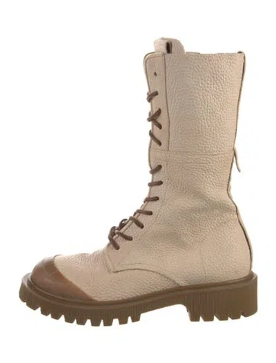 Pre-owned A.s. 98 Leather Combat Boots In Neutral