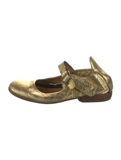 Pre-owned A.s. 98 Leather Mary Jane Flats In Gold