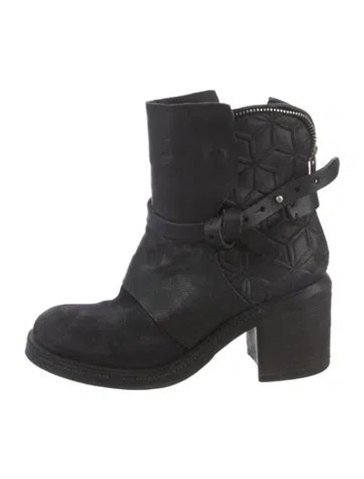 Pre-owned A.s. 98 Leather Moto Boots In Black