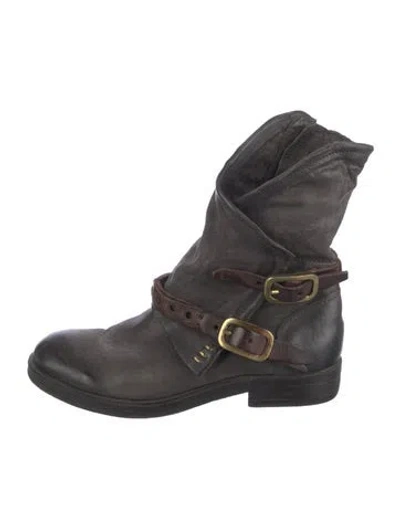 Pre-owned A.s. 98 Leather Moto Boots In Black