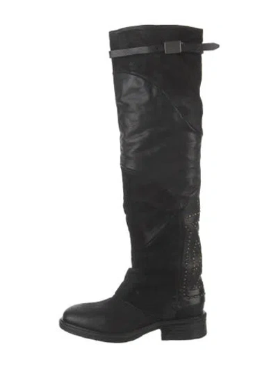 Pre-owned A.s. 98 Leather Moto Boots In Black
