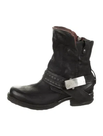 Pre-owned A.s. 98 Leather Moto Boots In Black