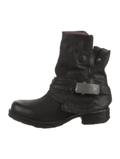 Pre-owned A.s. 98 Leather Moto Boots In Black