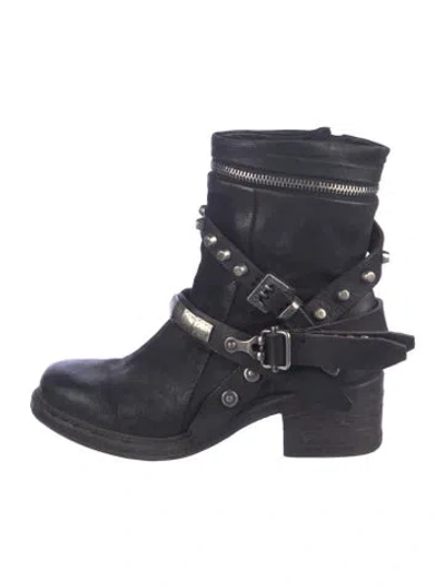 Pre-owned A.s. 98 Leather Moto Boots In Blue