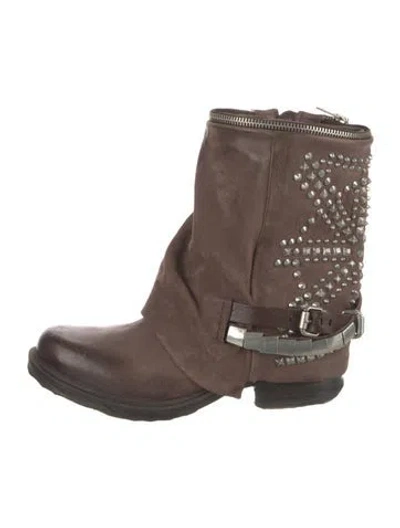 Pre-owned A.s. 98 Leather Moto Boots In Brown