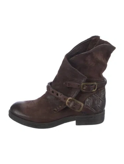 Pre-owned A.s. 98 Leather Moto Boots In Brown