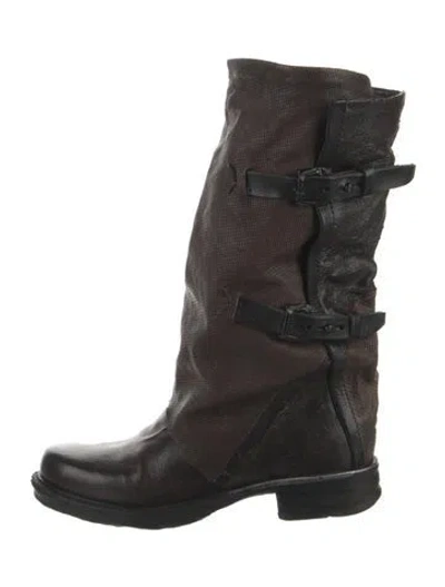Pre-owned A.s. 98 Leather Moto Boots In Brown